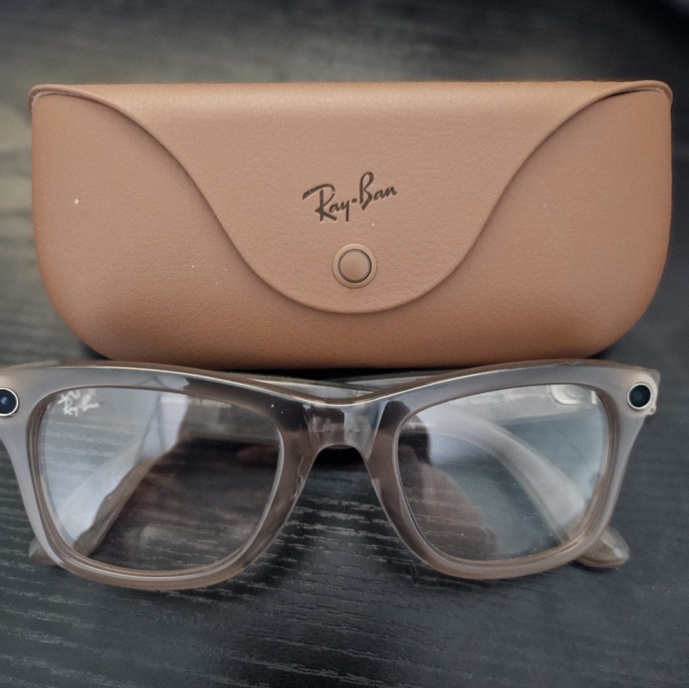 Ray-Ban Clear Taupe Frame Glasses with Brown Case